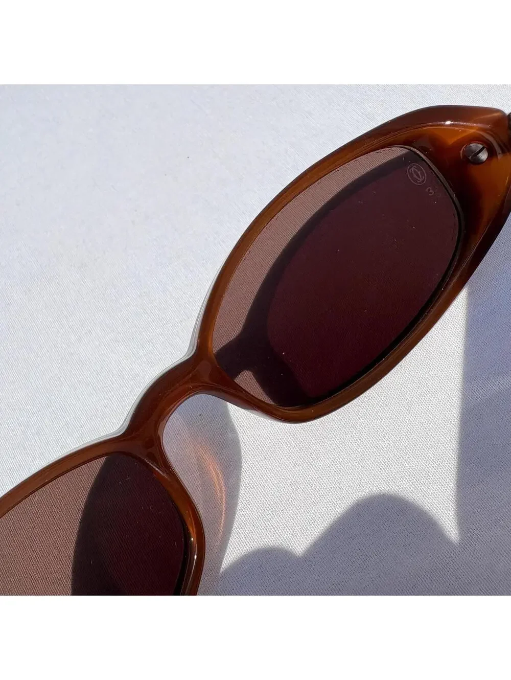 Vintage 90s Cartier Sunglasses Two-tone Brown Rounded Rectangle Frames